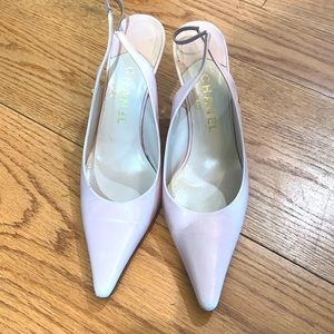 Chanel Pink Leather Slingbacks